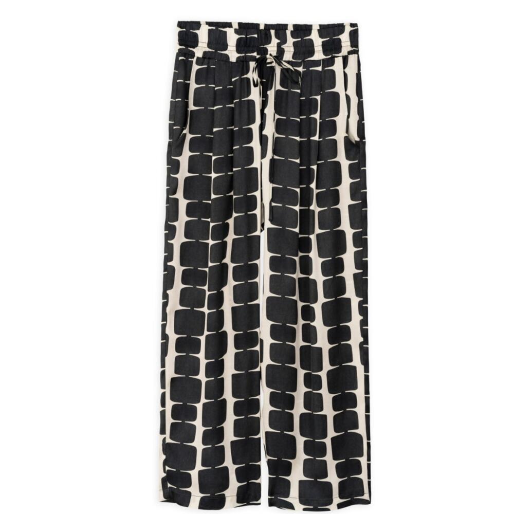 NWT Souvenir Silk Cotton Small Pantalone‎ Sabbia/Nero Tan Black Dress Pant Small